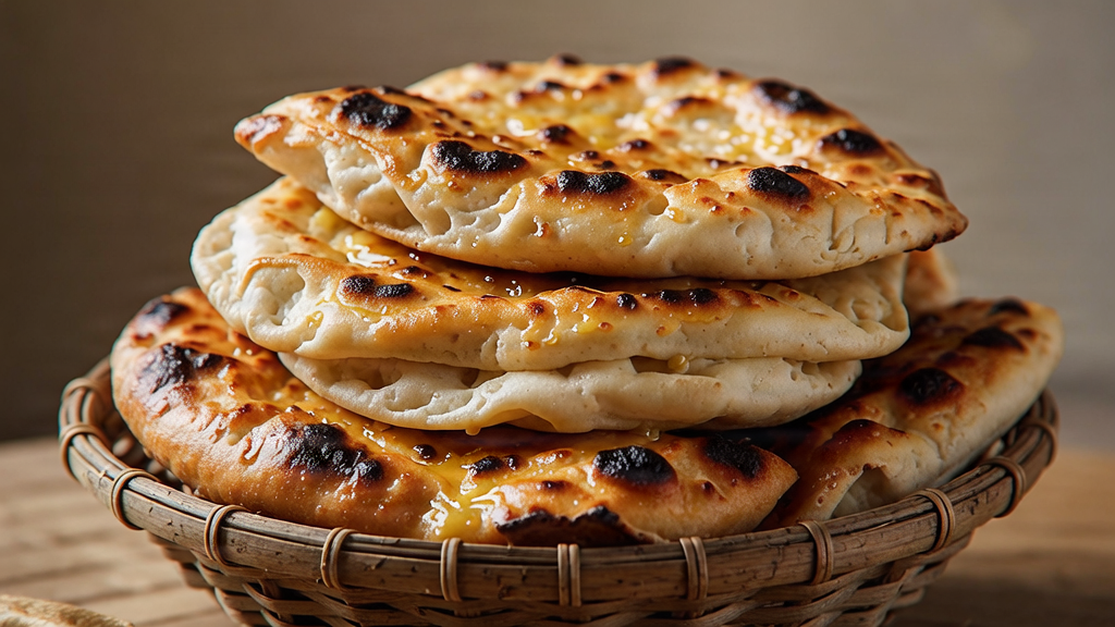 HOME Freshly baked Indian breads like naan and roti.